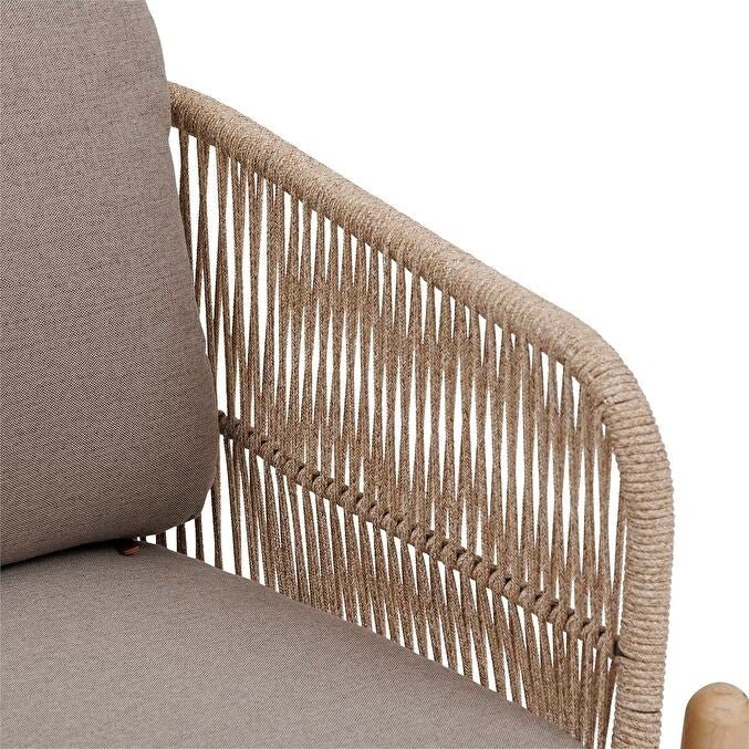 Canapé de jardin 3 personnes DEONA Taupe & Acacia – Image 4