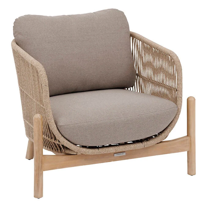Fauteuil de salon de jardin DEONA Taupe & Acacia – Image 3