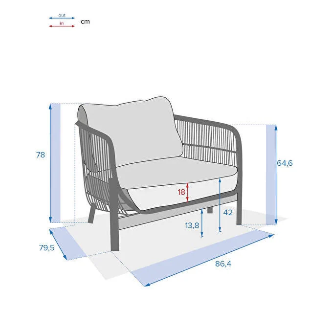 Fauteuil de salon de jardin DEONA Taupe & Acacia – Image 4