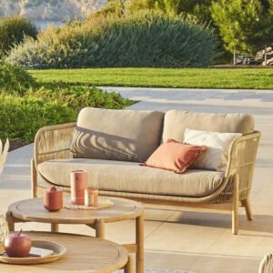 Canapé de jardin 2 places DEONA Taupe & Acacia